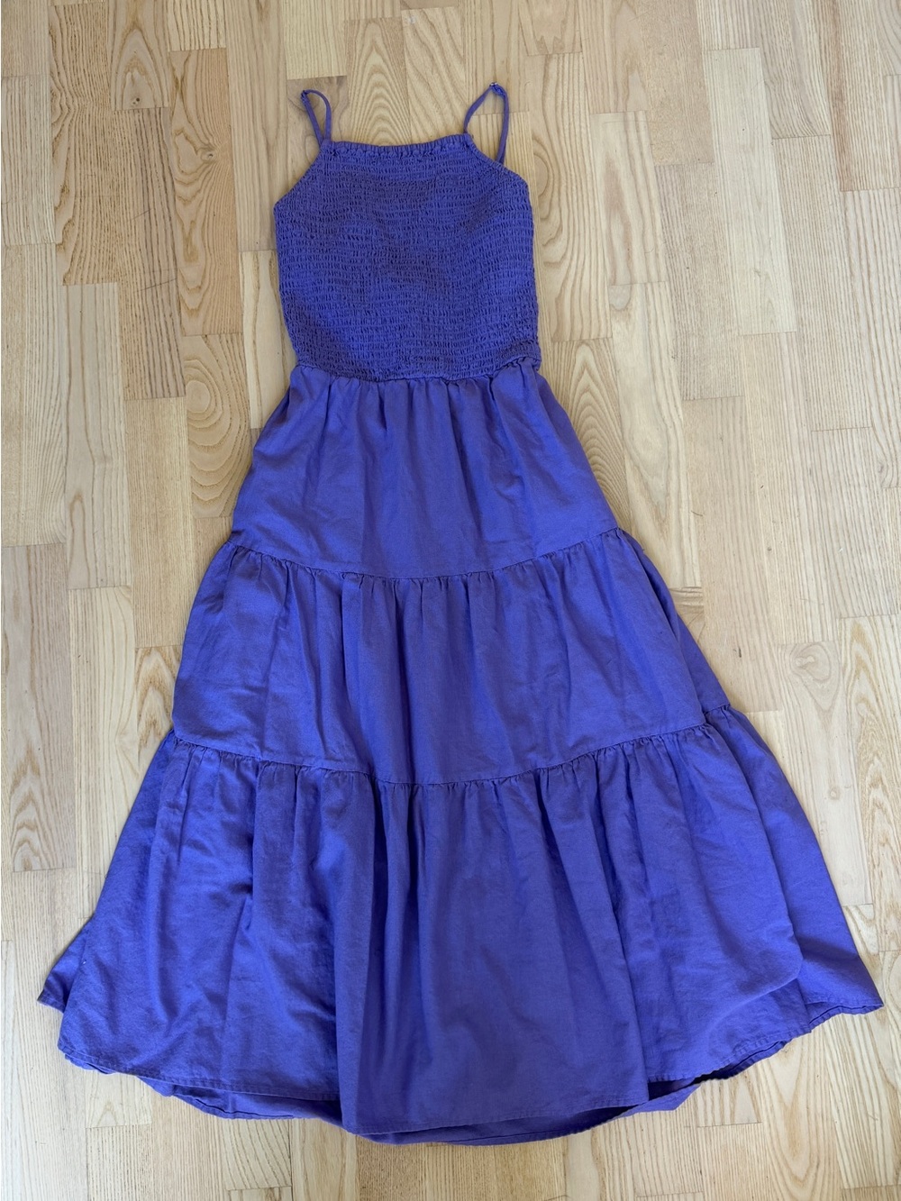 Universal Thread Purple Tiered Smocked Dress with Cut Outs, Pockets